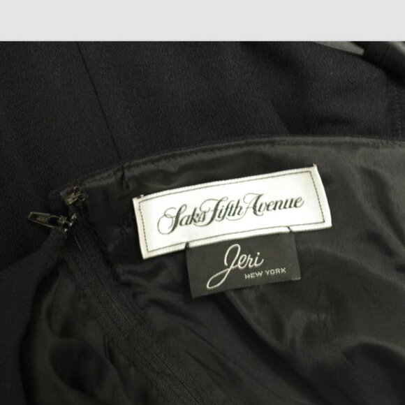 Jeri New York Saks Fifth Avenue Black Asymmetrical Bow Shoulder Dress 4 - Picture 5 of 5